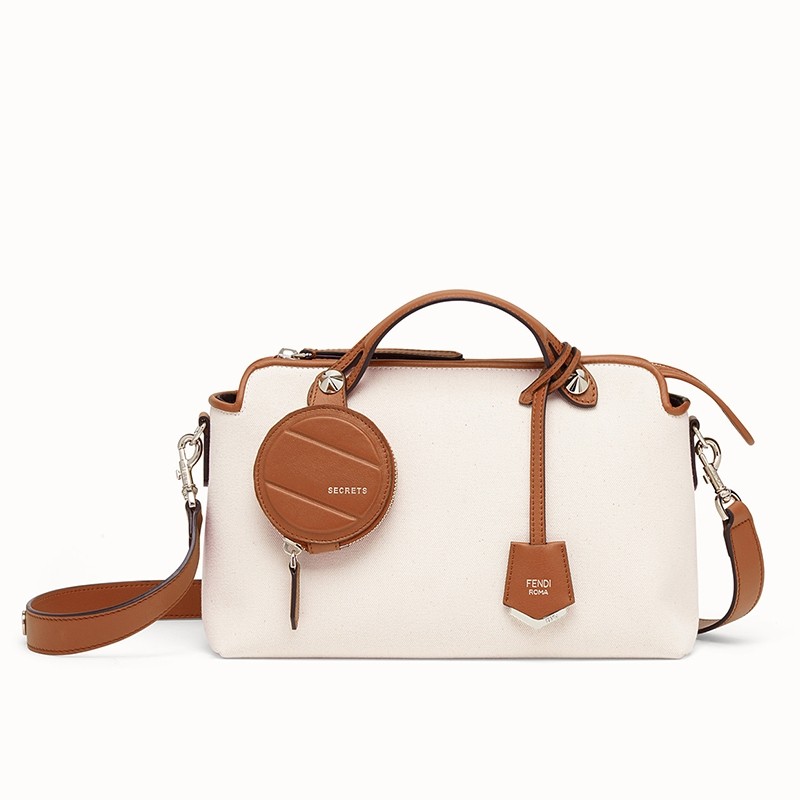 F**di by the way medium bag in canvas with tan leather