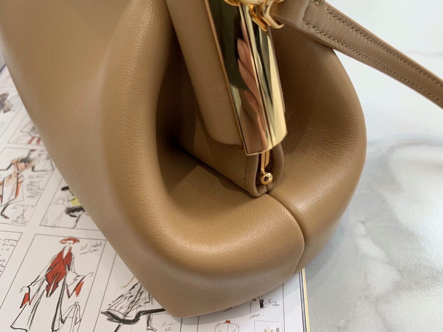 F**di first small bag in beige nappa leather