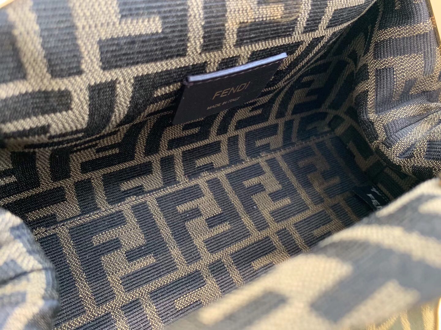 F**di first small bag in beige nappa leather