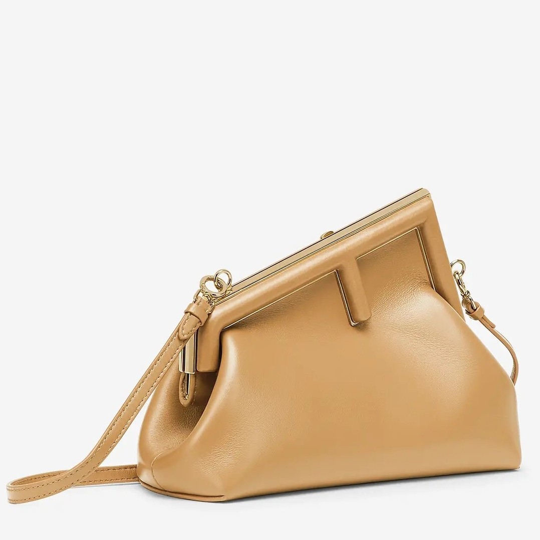 F**di first small bag in beige nappa leather