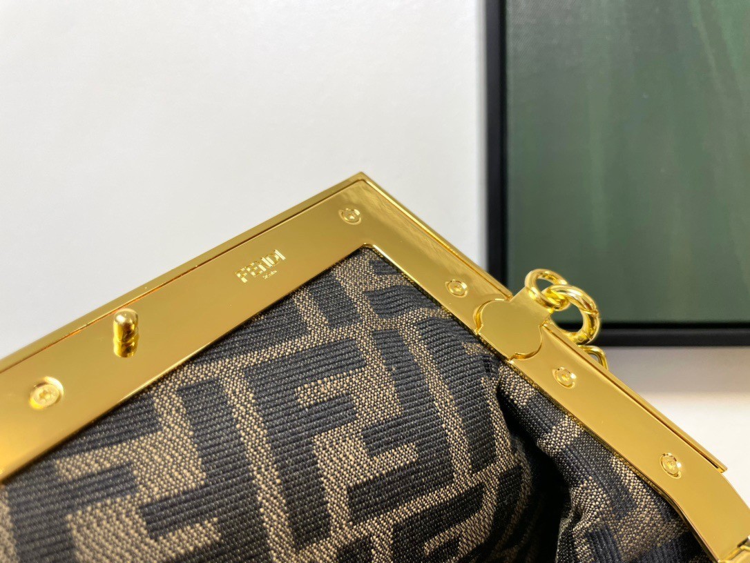 F**di first small bag in black nappa leather with python f