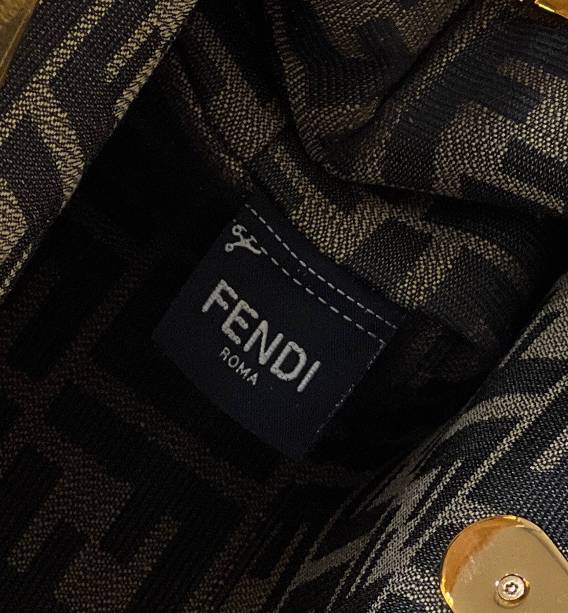 F**di first small bag in gold laminated leather