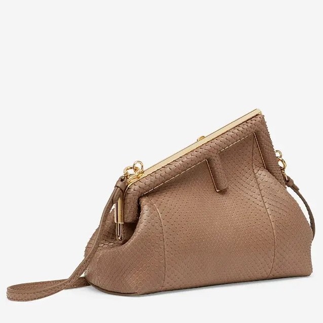 F**di small first bag in beige python leather