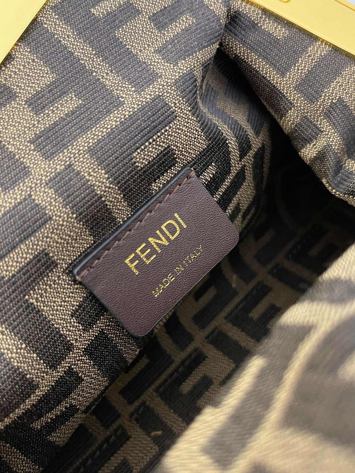 F**di first small bag in natural raffia straw