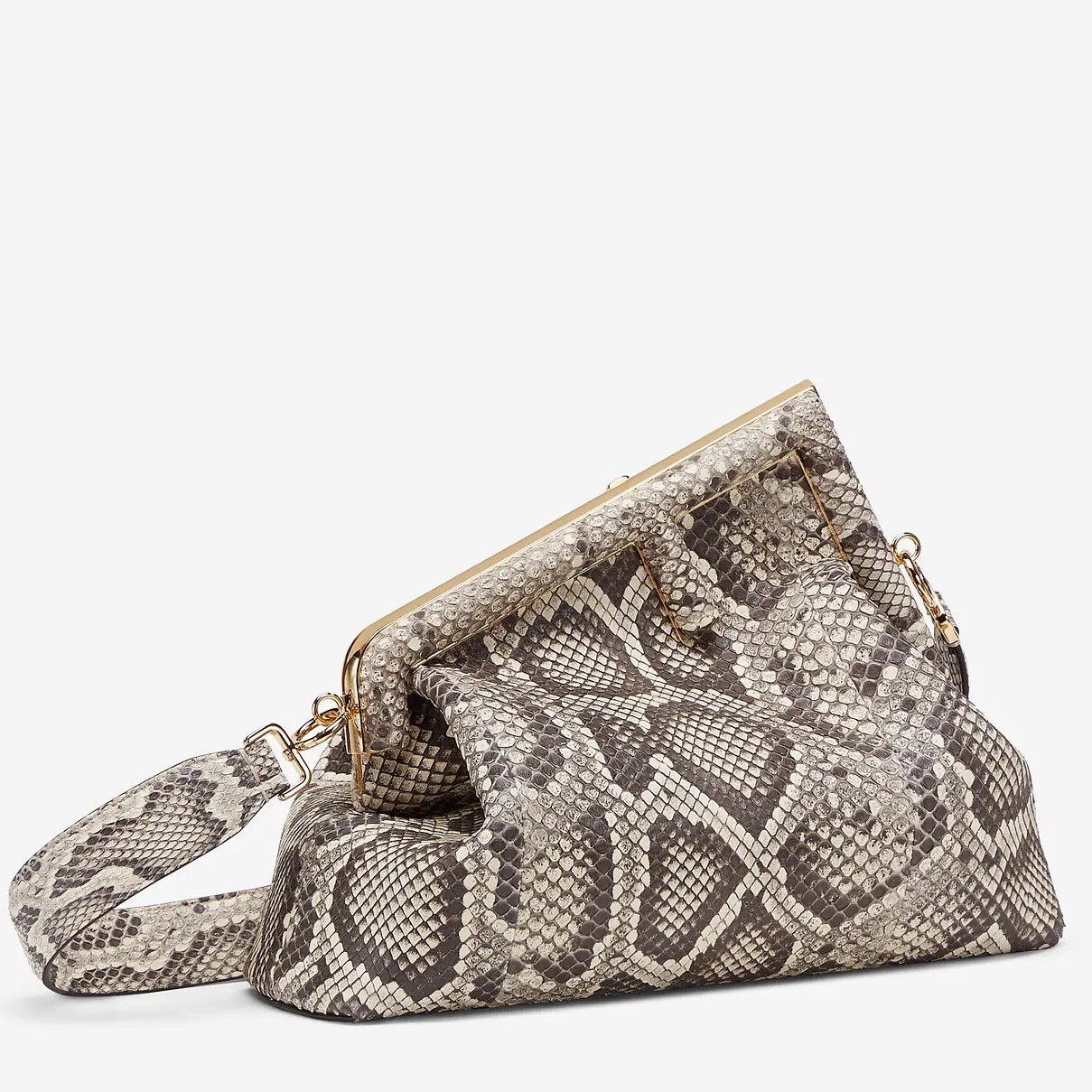 F**di medium first bag in natural python leather