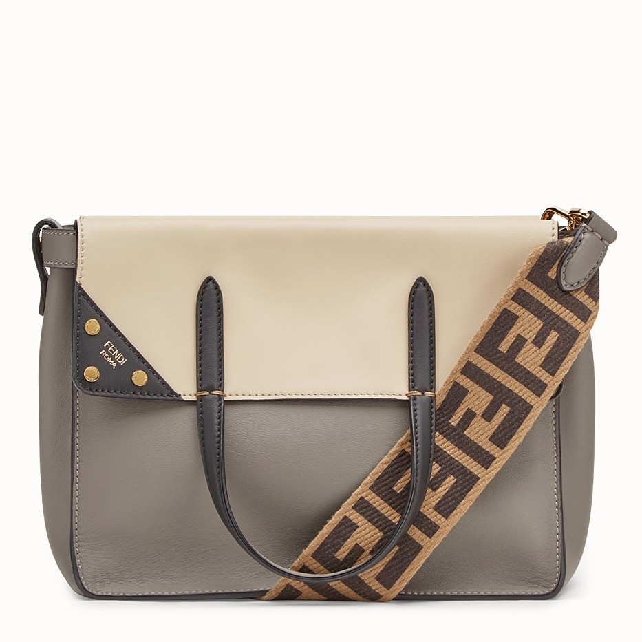F**di regular flip tote bag in grey calfskin
