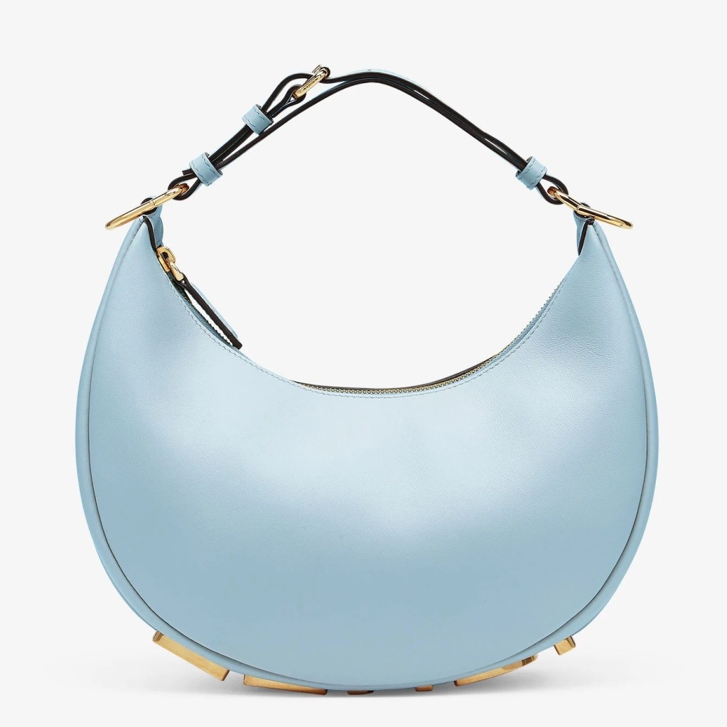 F**di F**digraphy small hobo bag in light blue leather