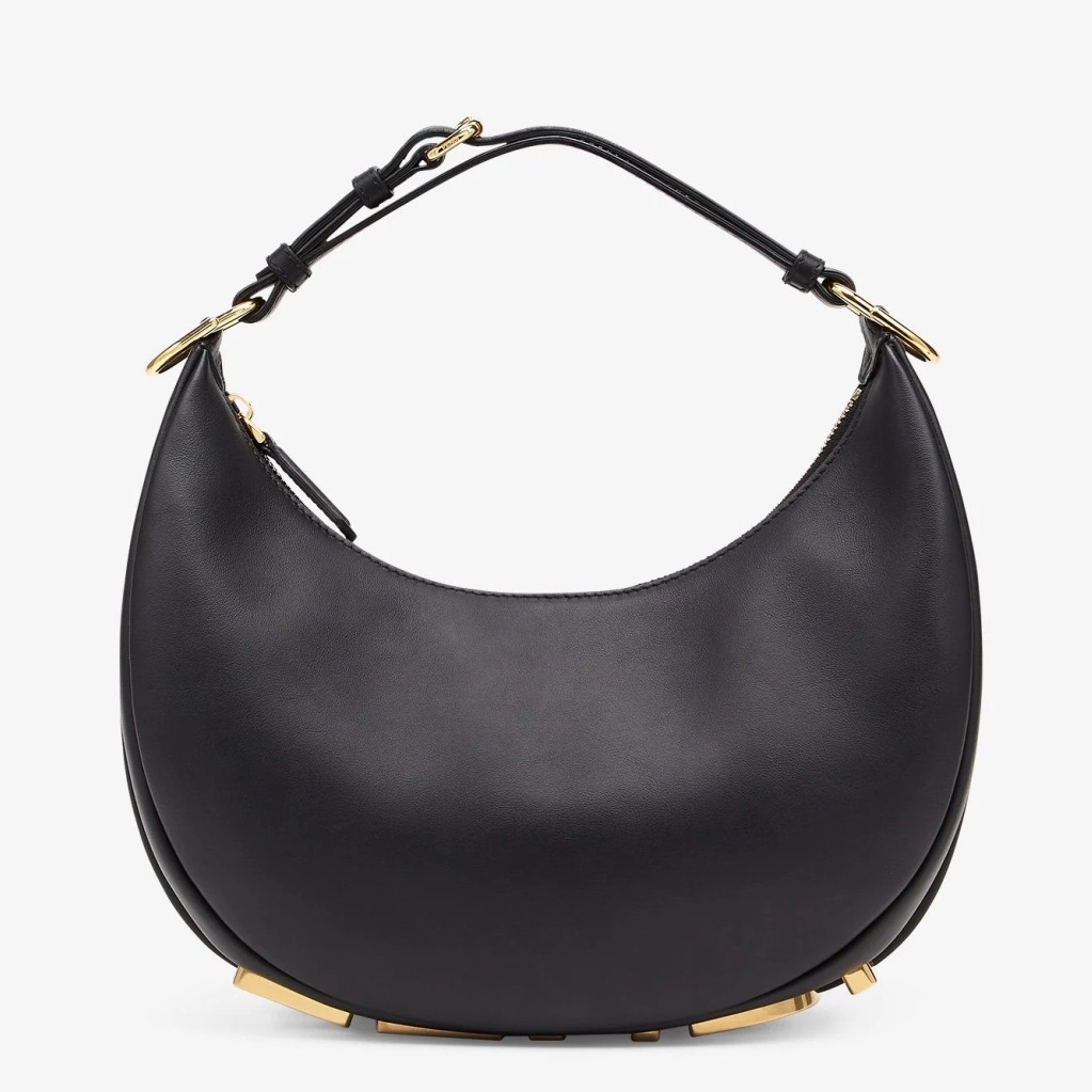 F**di F**digraphy small hobo bag in black leather