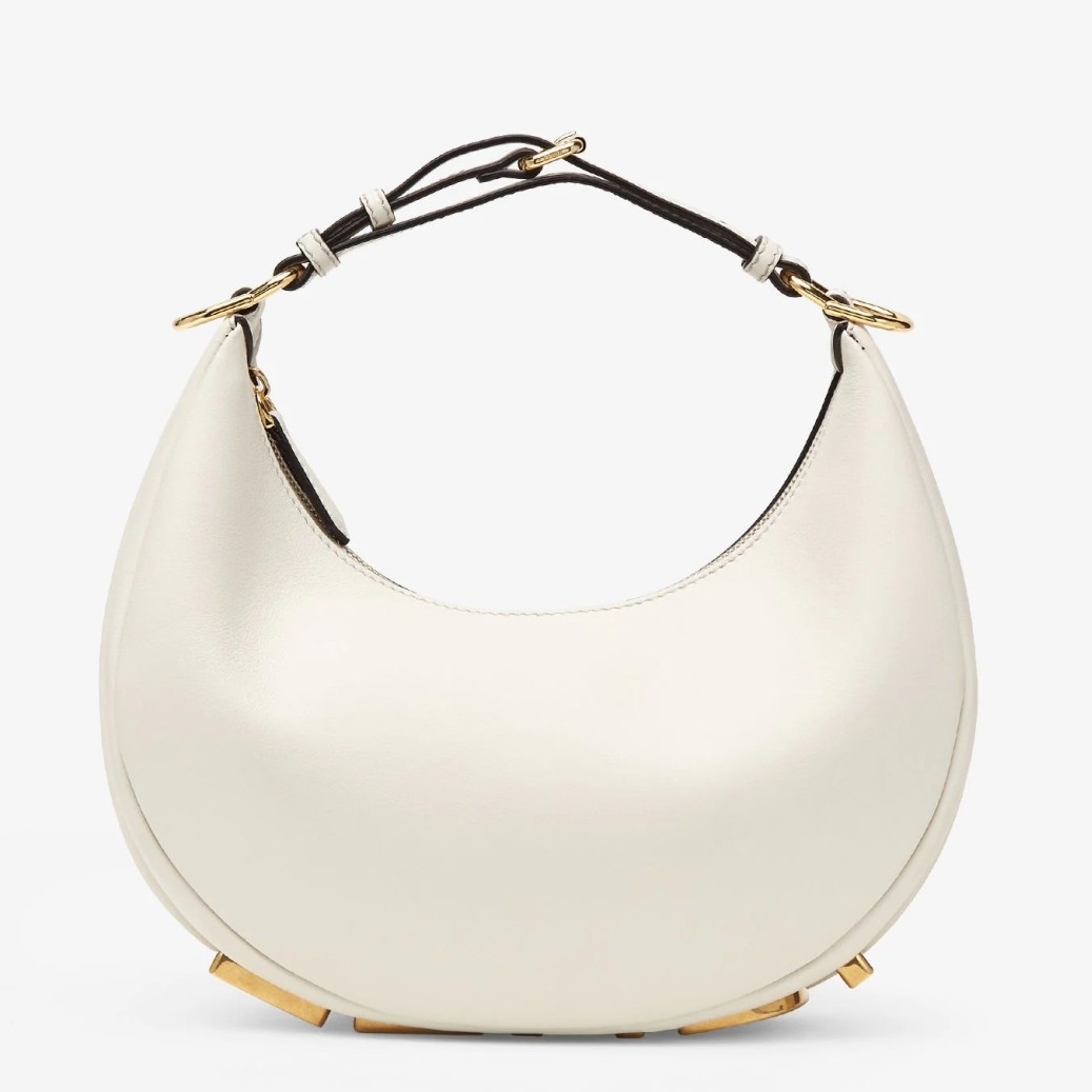 F**di F**digraphy small hobo bag in white leather