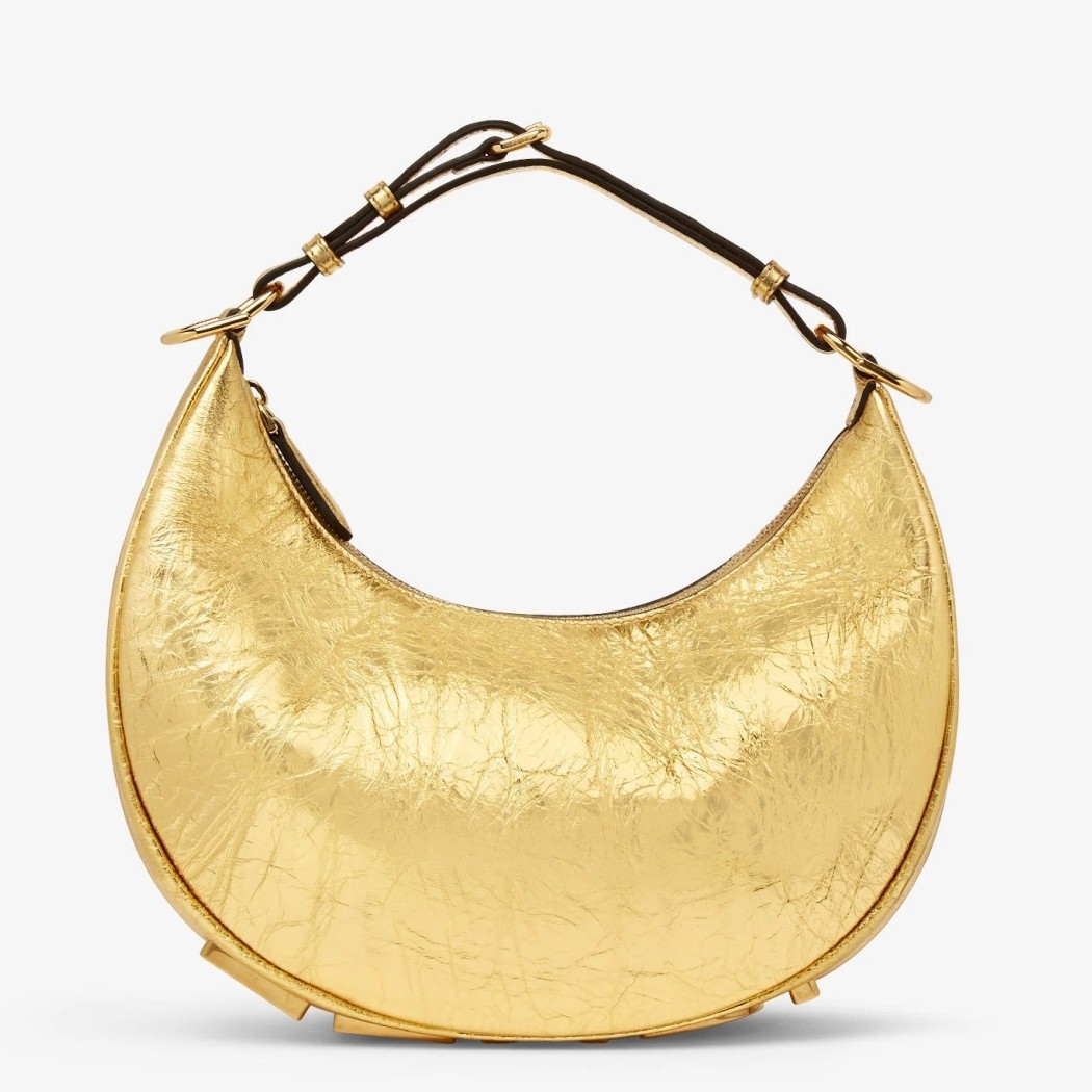 F**di F**digraphy small hobo bag in gold laminated leather