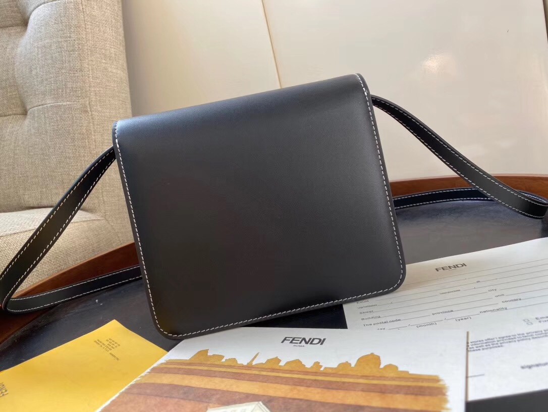 F**di karligraphy bag in black calfskin leather