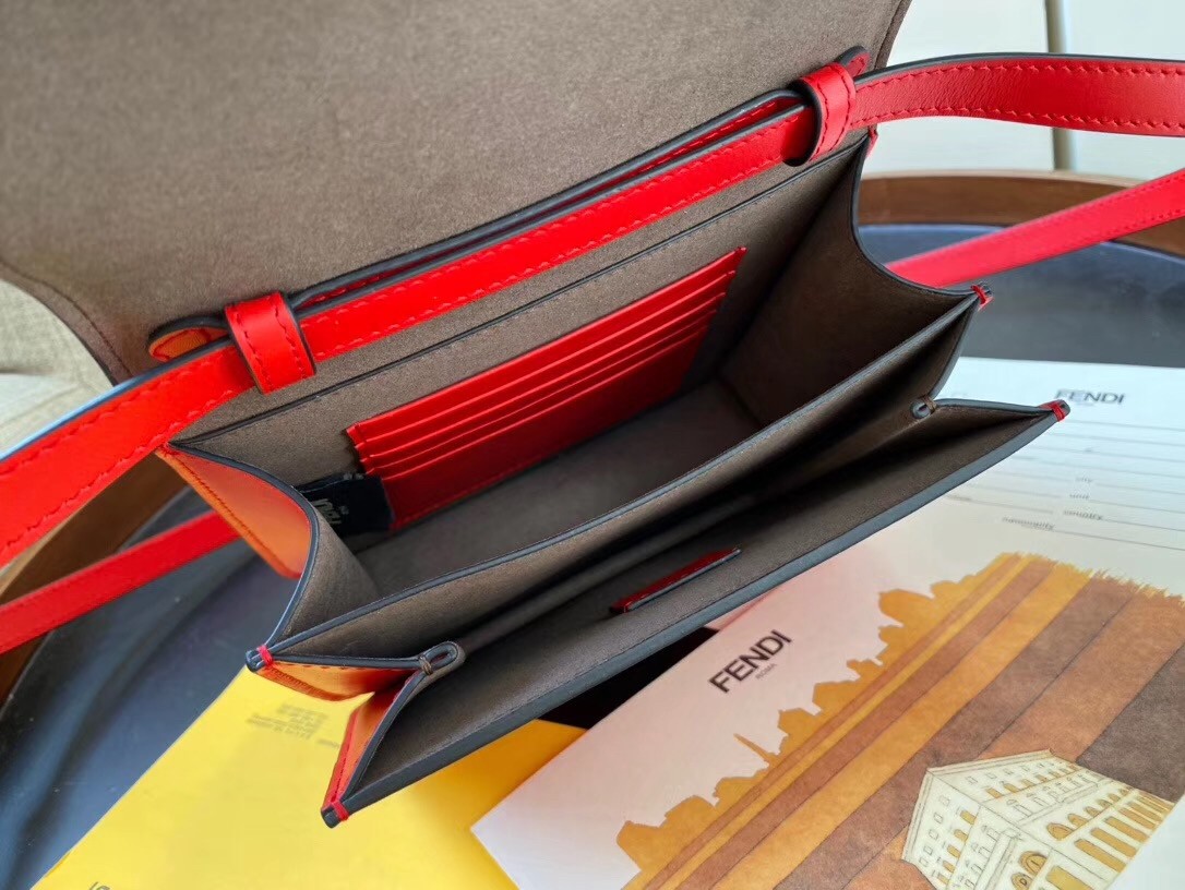 F**di karligraphy bag in red calfskin leather