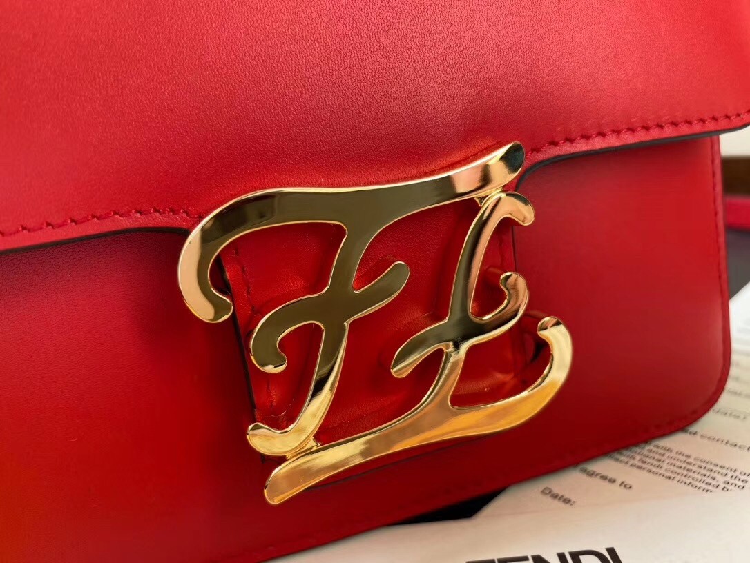 F**di karligraphy bag in red calfskin leather