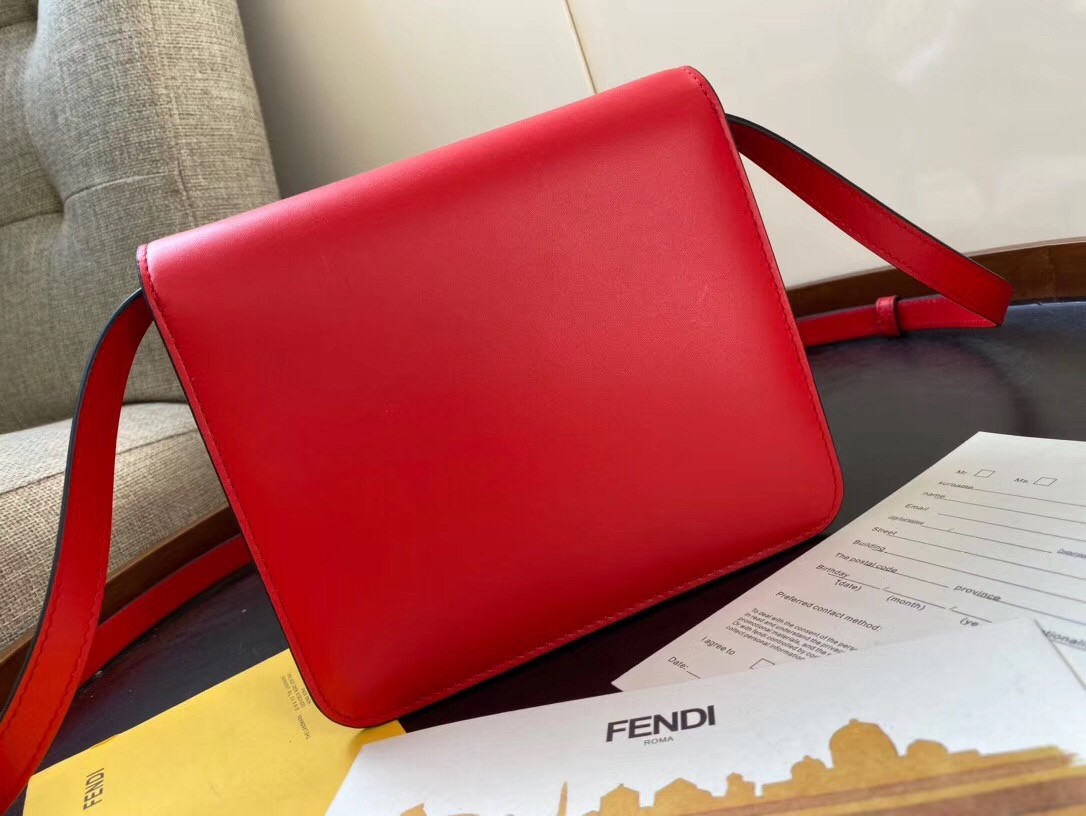 F**di karligraphy bag in red calfskin leather