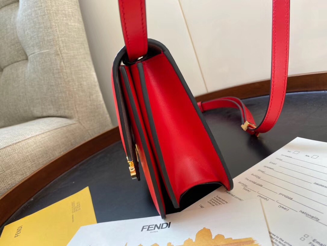 F**di karligraphy bag in red calfskin leather