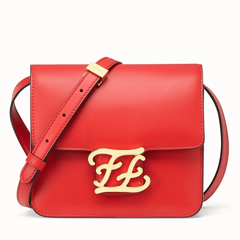 F**di karligraphy bag in red calfskin leather