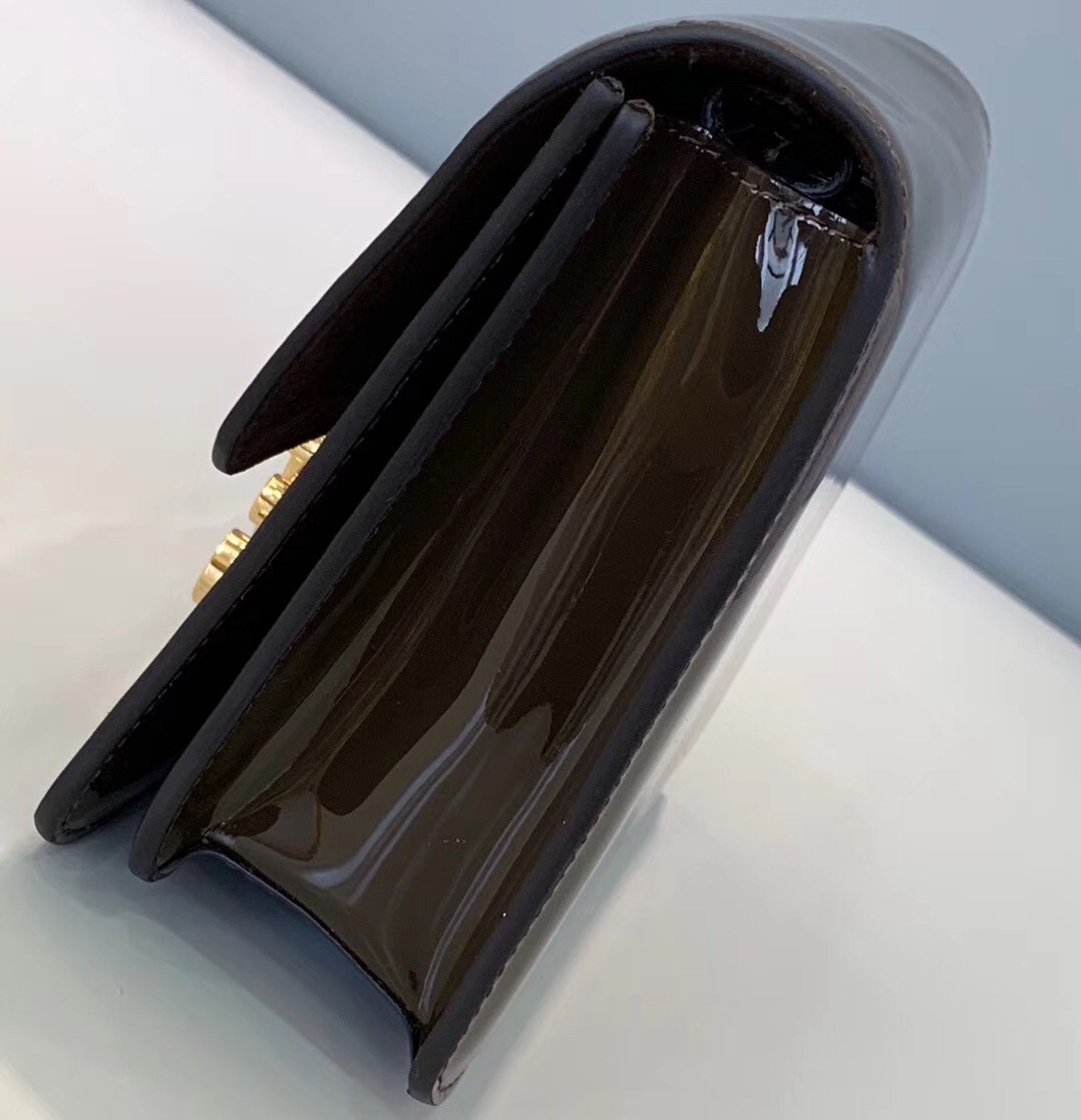 F**di karligraphy bag in brown patent leather