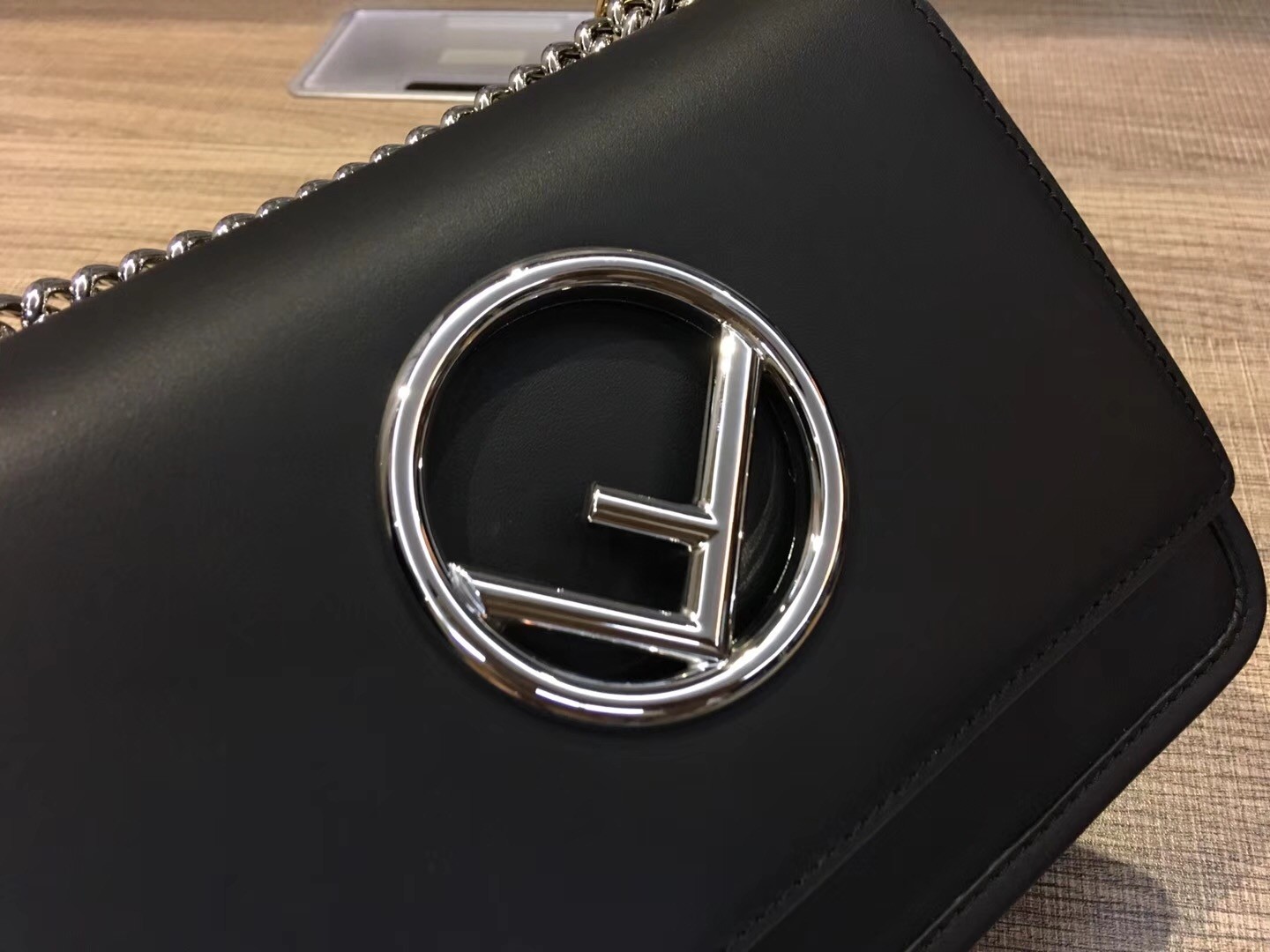F**di small kan i f bag in black calfskin