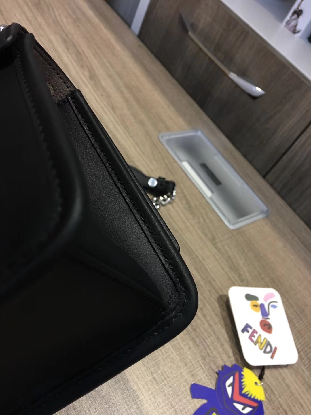 F**di small kan i f bag in black calfskin