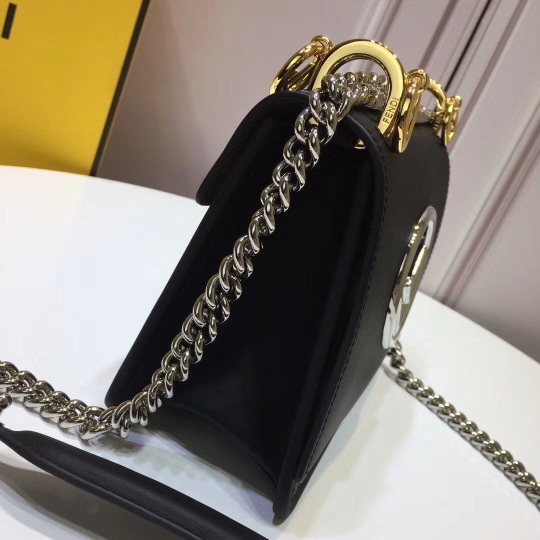 F**di small kan i f bag in black calfskin