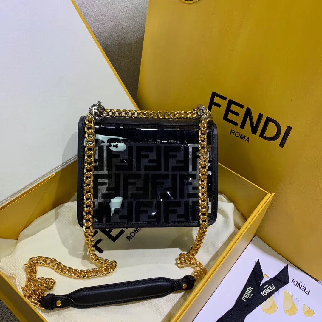 F**di black small kan i f bag in transparent pu