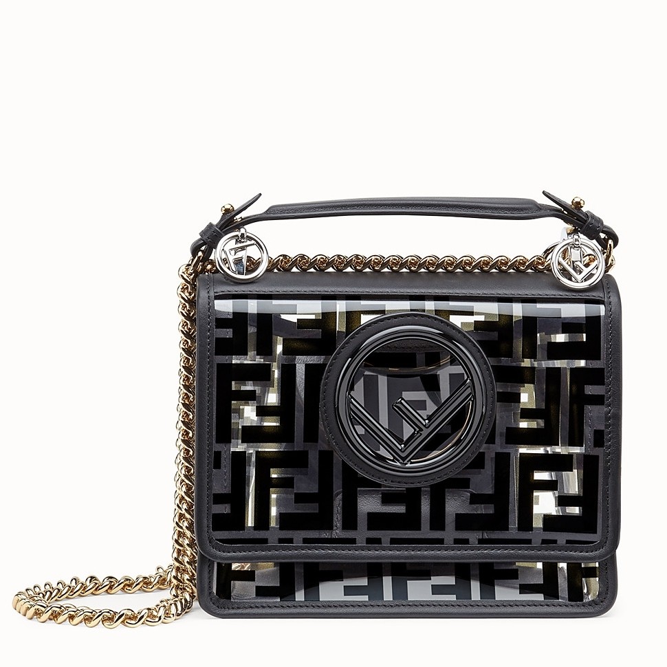 F**di black small kan i f bag in transparent pu