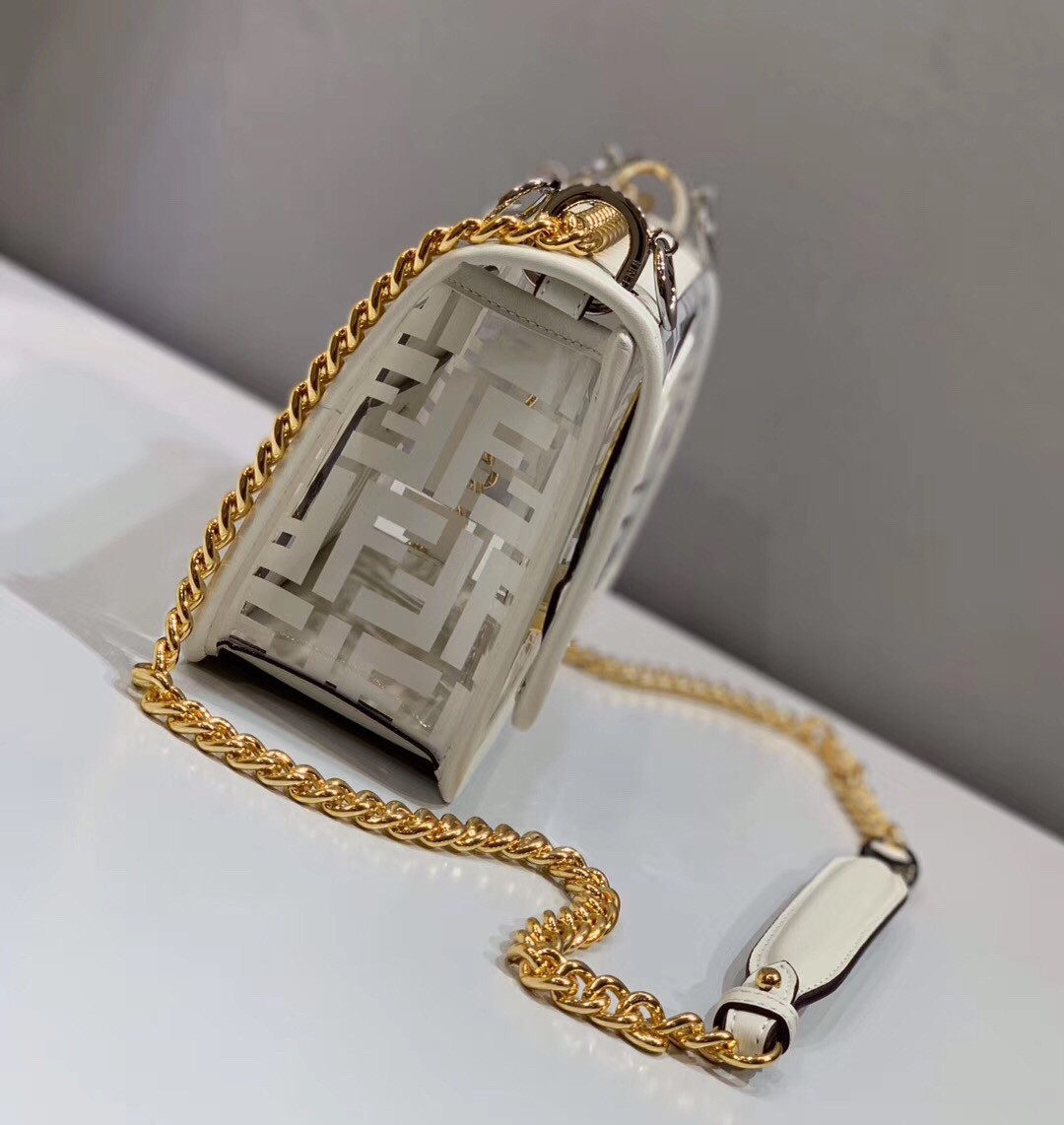 F**di small kan i f bag in white transparent pu
