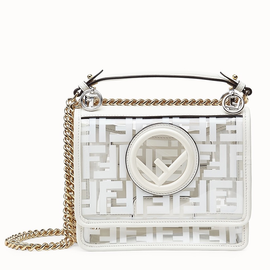 F**di small kan i f bag in white transparent pu