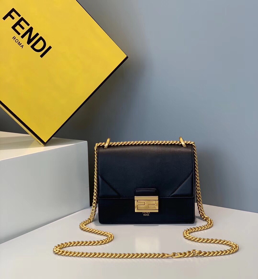F**di small kan u bag in black calfskin