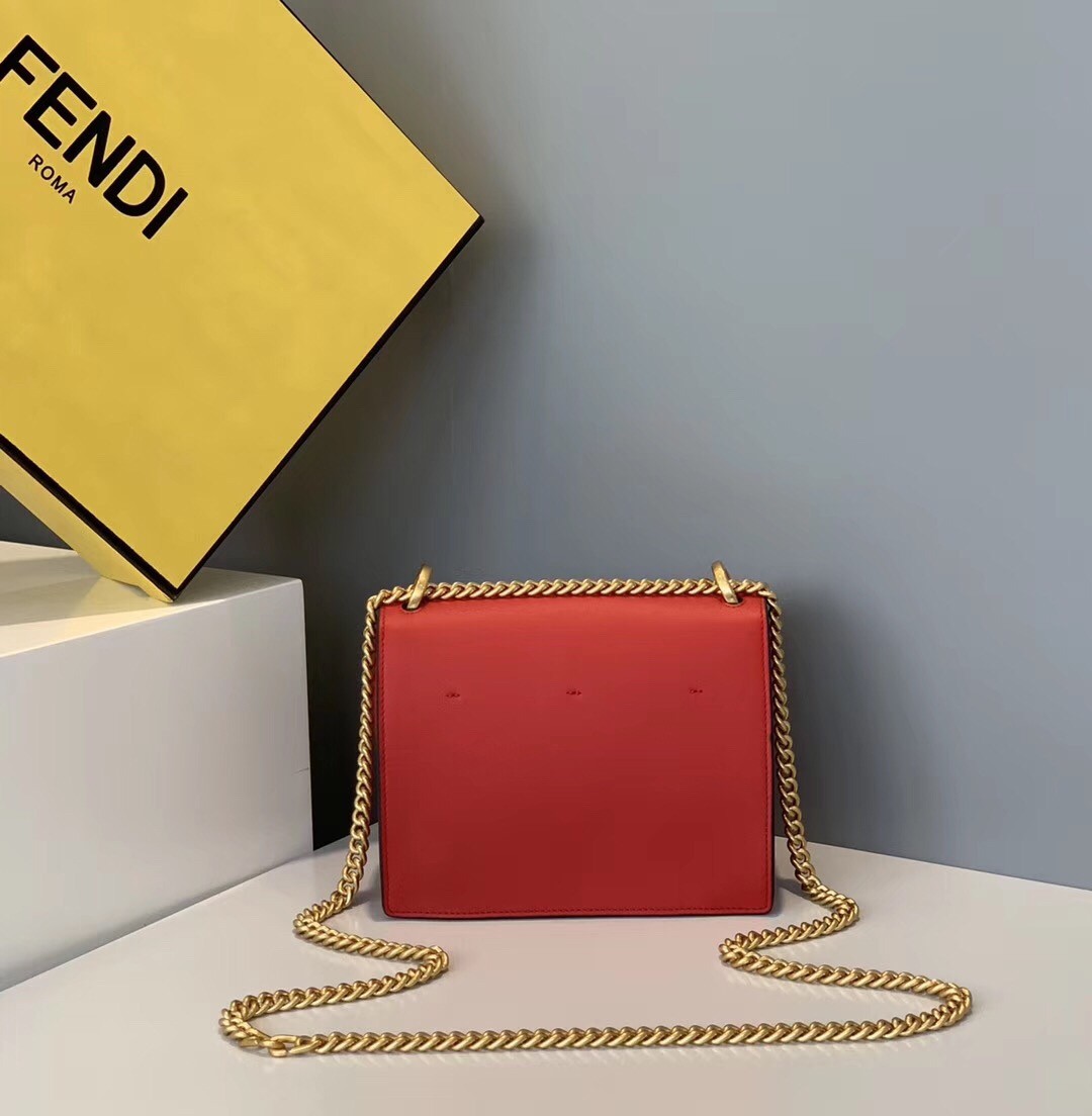 F**di small kan u bag in red calfskin