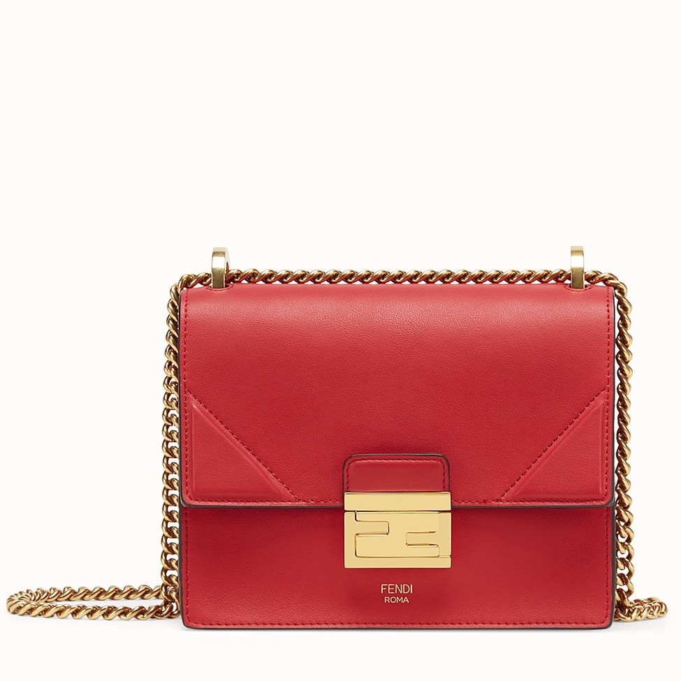 F**di small kan u bag in red calfskin