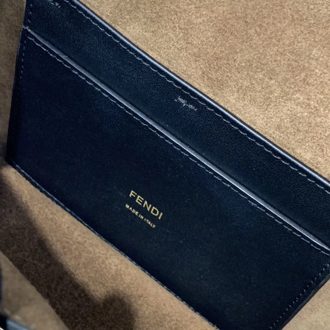 F**di small kan u bag in black glossy lambskin