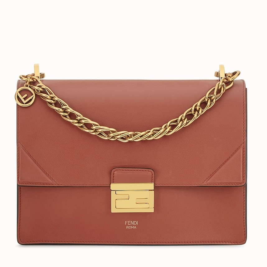 F**di kan u bag in brick red calfskin