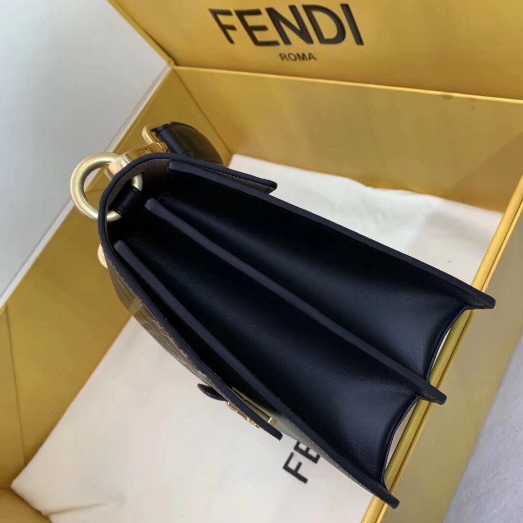 F**di kan u ff flap bag in brick red calfskin