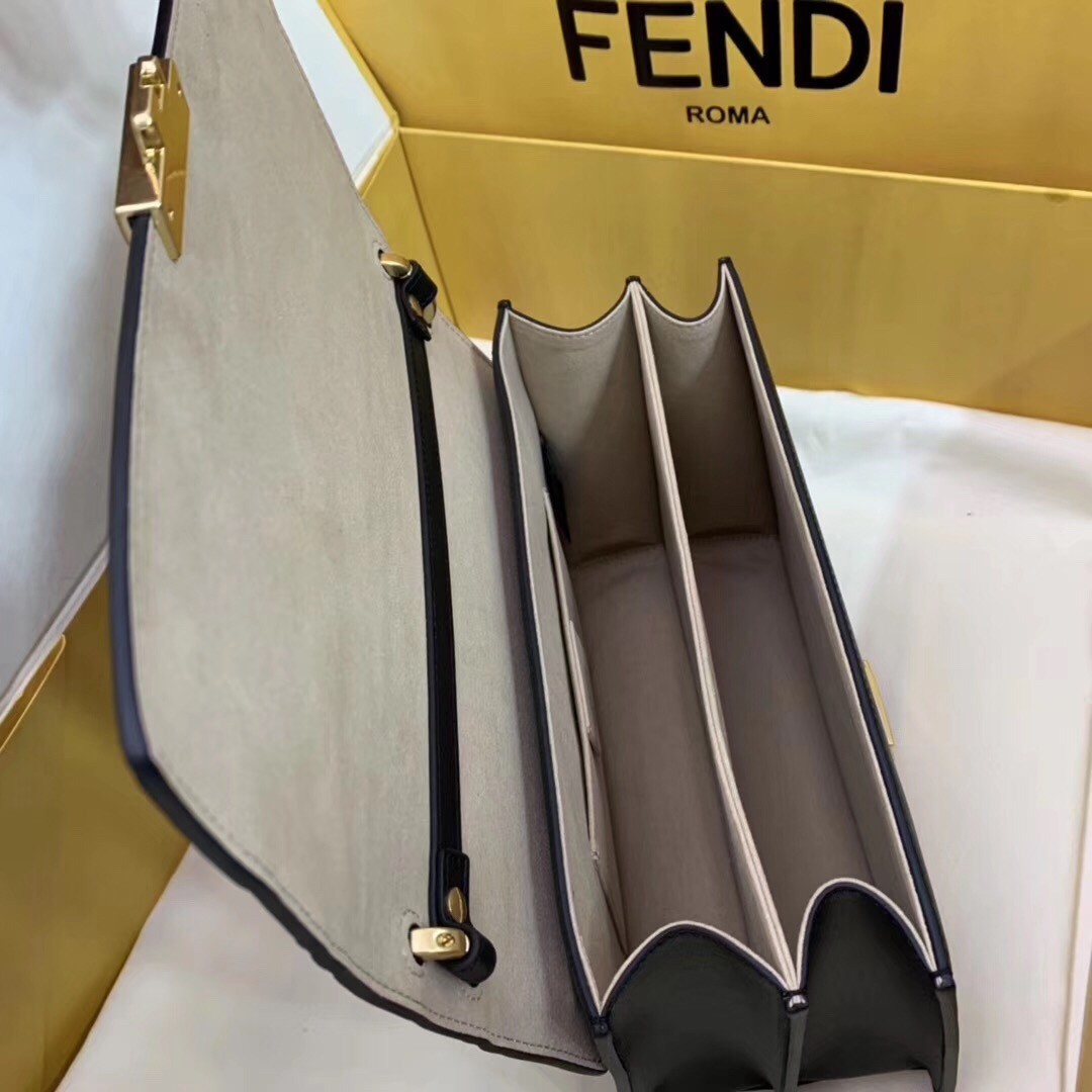 F**di kan u ff flap bag in brick red calfskin
