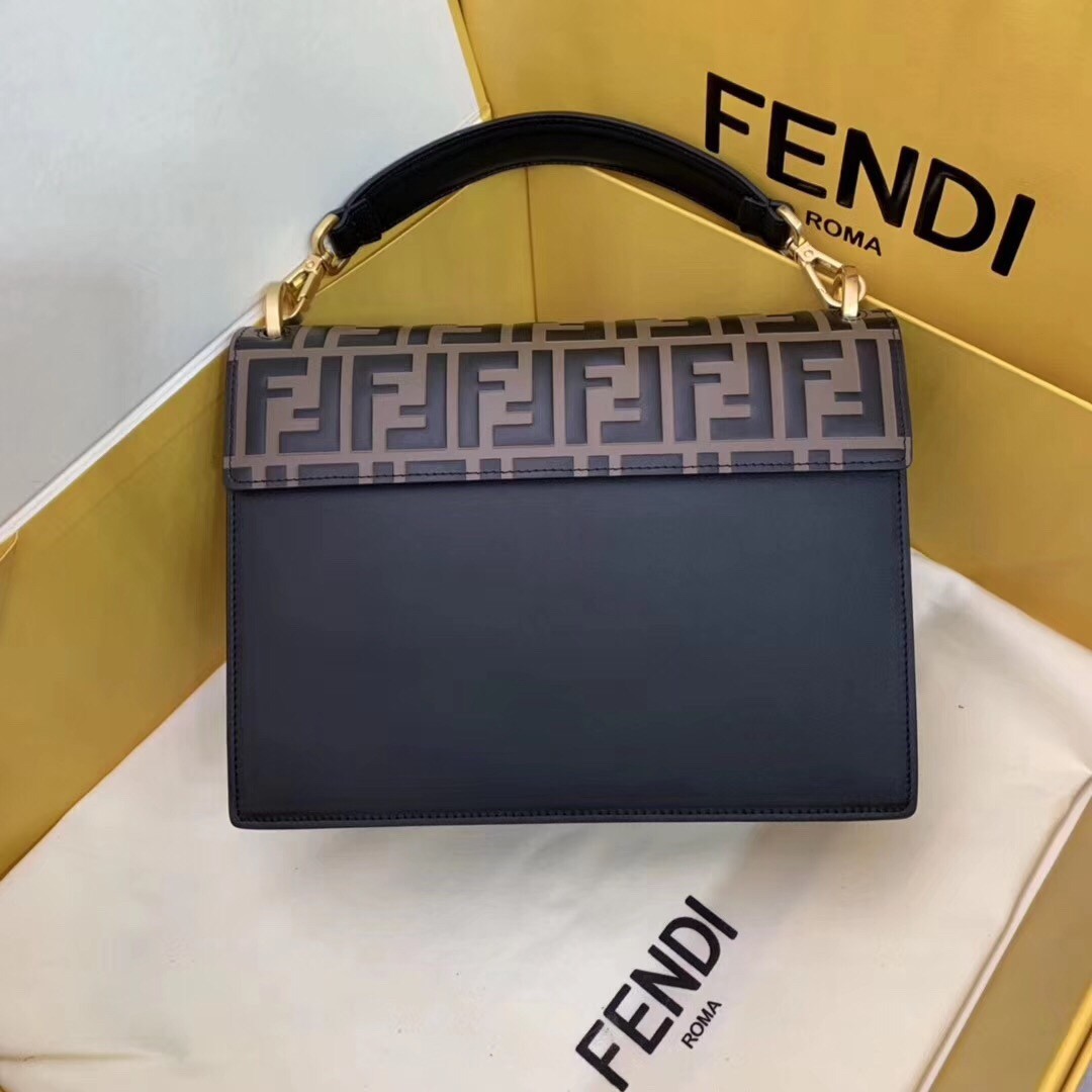 F**di kan u ff flap bag in brick red calfskin