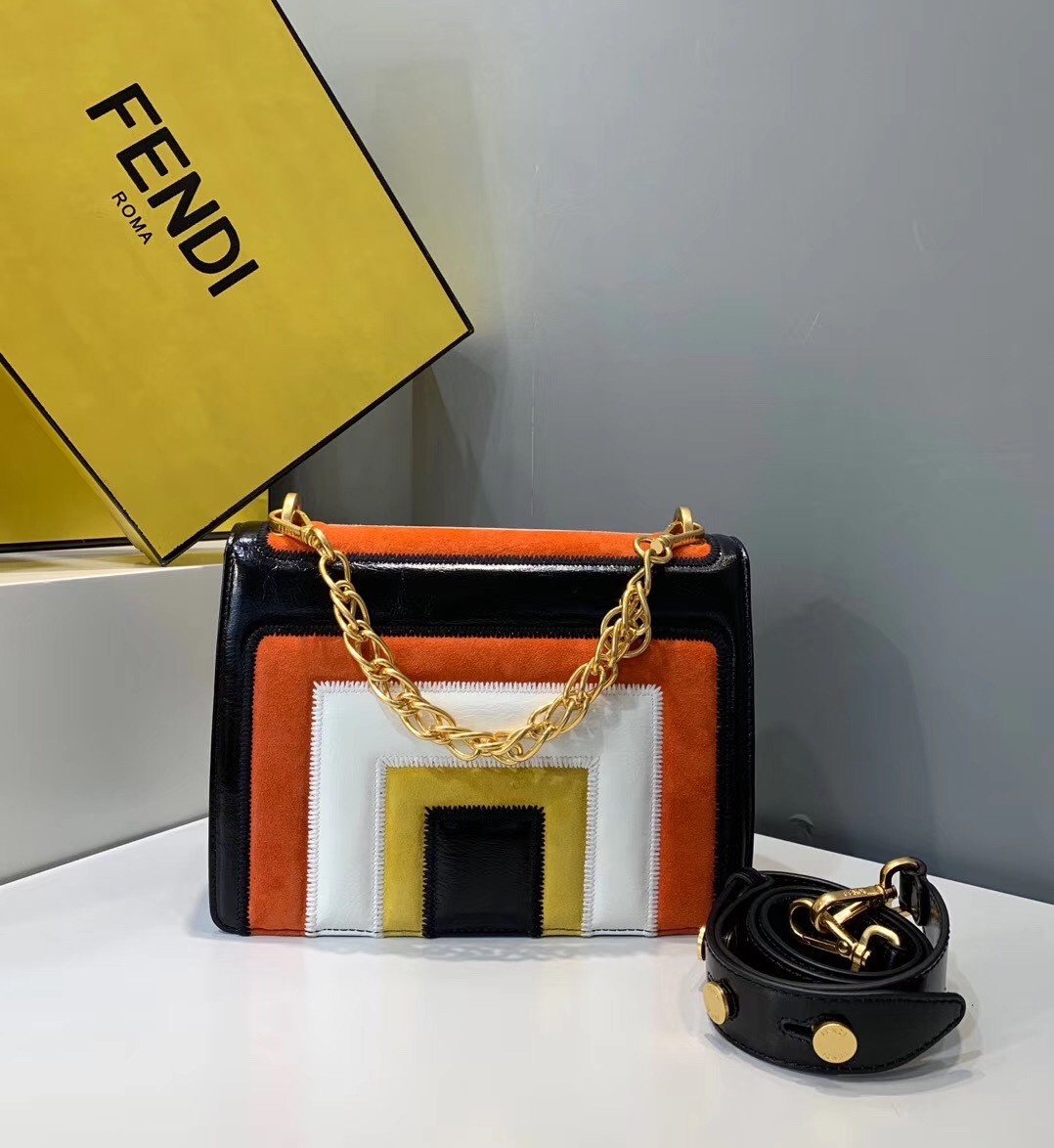 F**di kan u bag in multicolor leather and suede