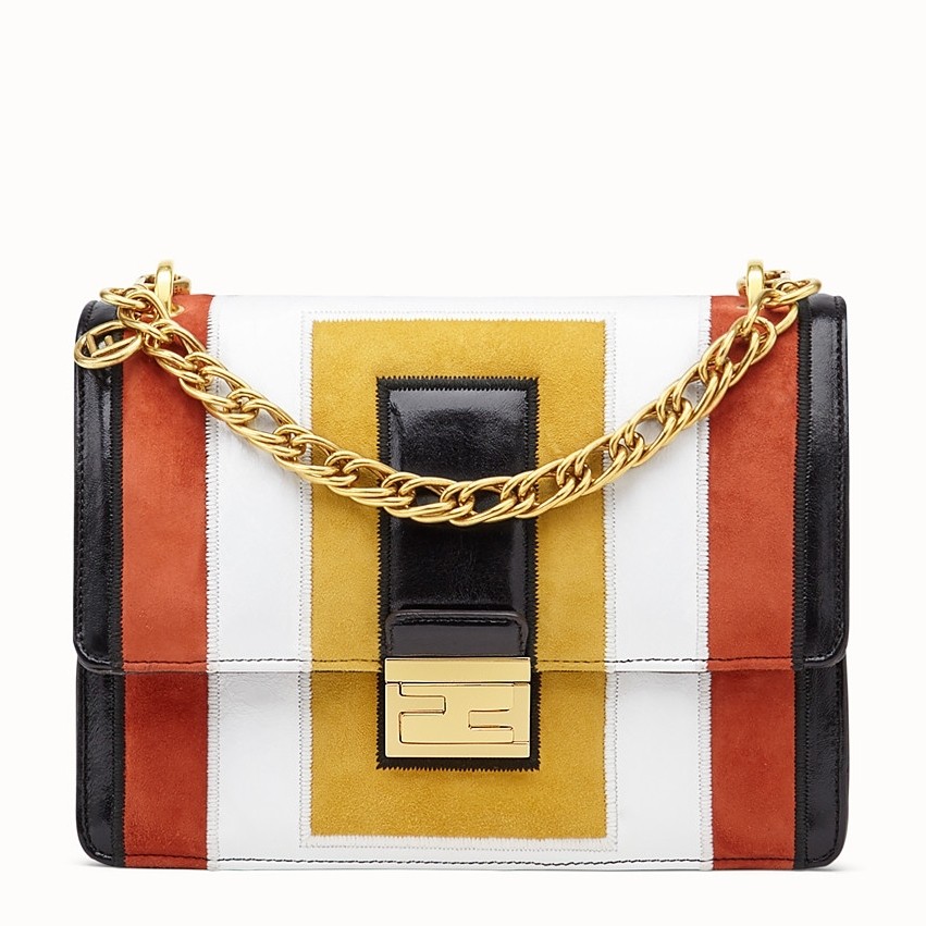 F**di kan u bag in multicolor leather and suede
