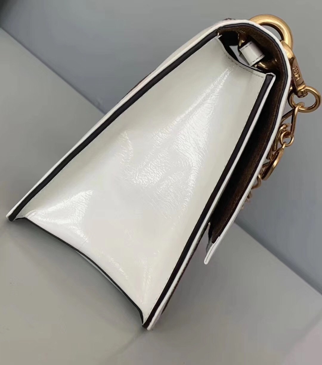 F**di kan u shoulder bag in multicolor leather and suede