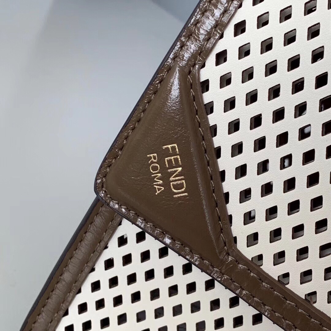 F**di kan u bag in white perforated calf leather