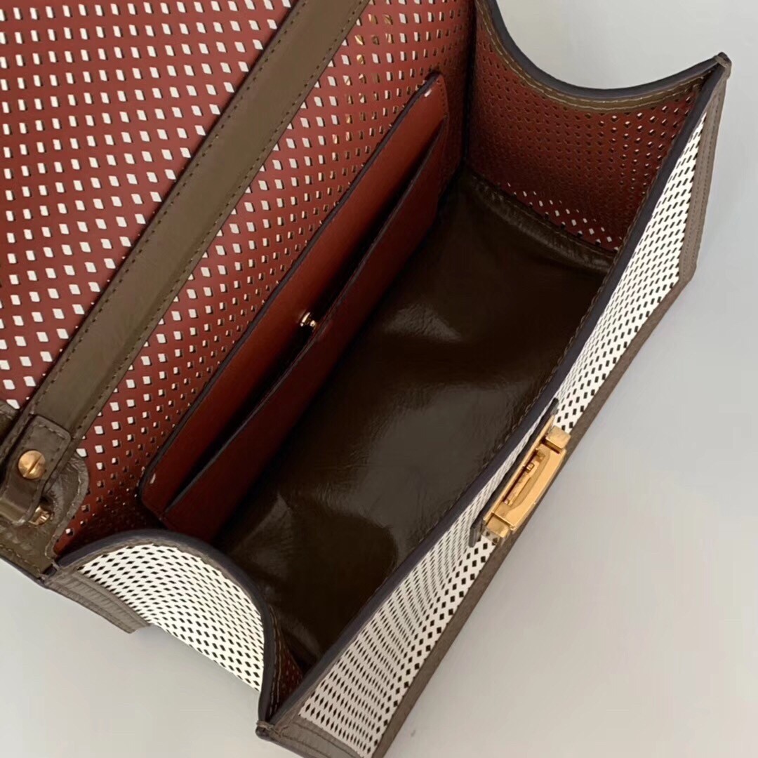 F**di kan u bag in white perforated calf leather