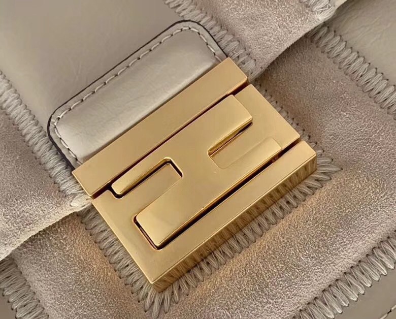 F**di kan u bag in beige leather and suede