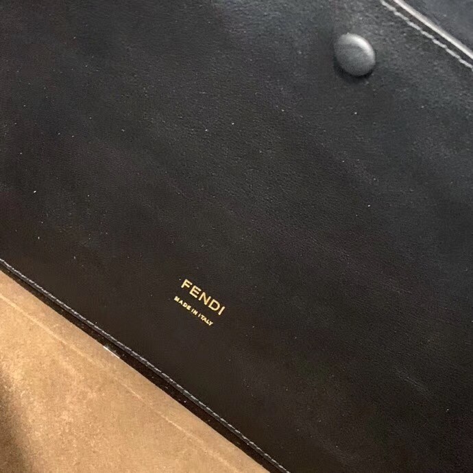 F**di large kan u bag in black glossy lambskin