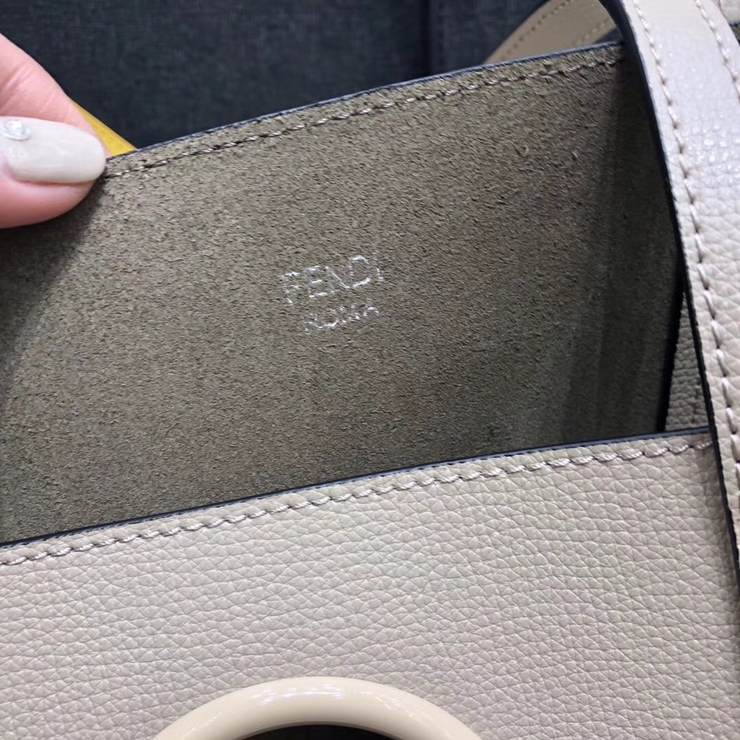 F**di grey leather logo shopper bag