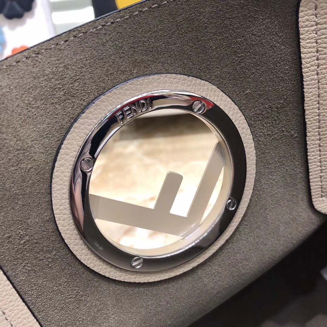 F**di grey leather logo shopper bag