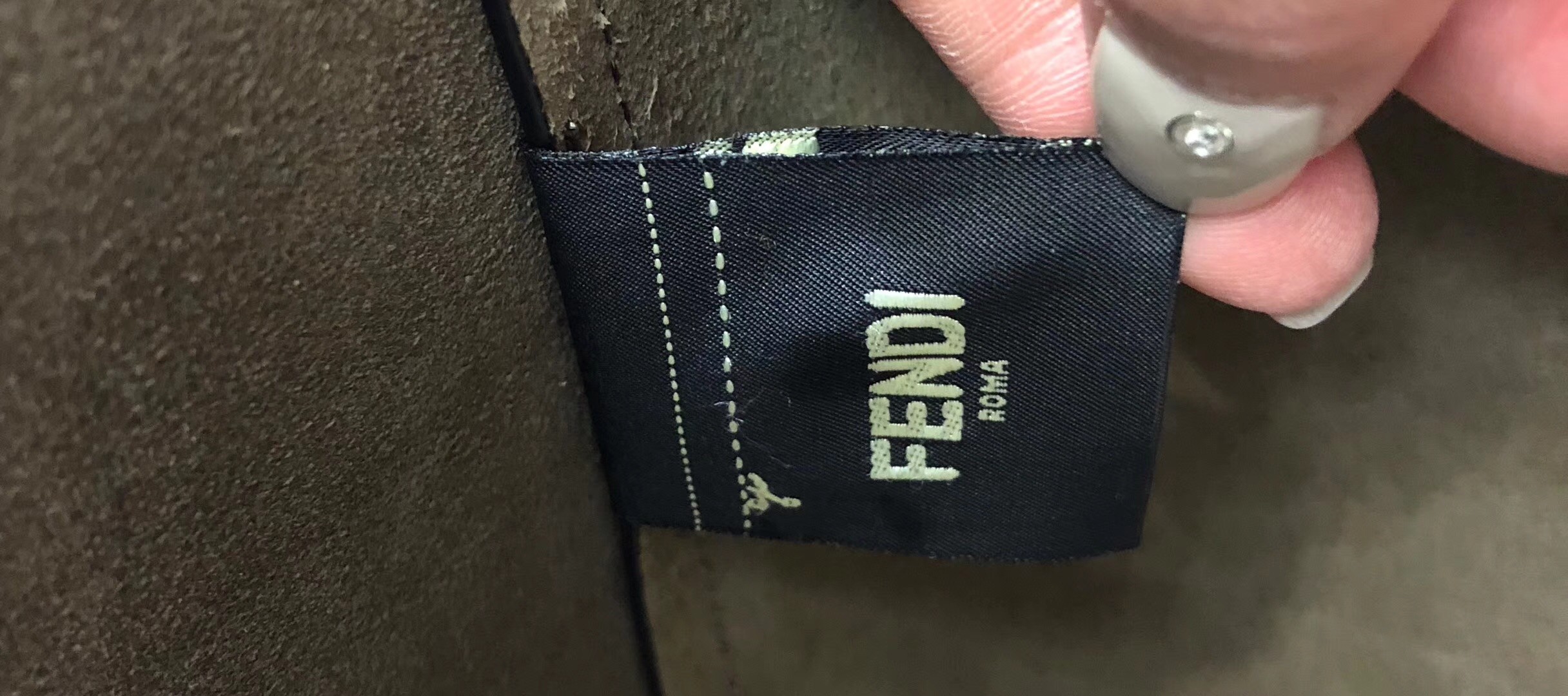 F**di grey leather logo shopper bag
