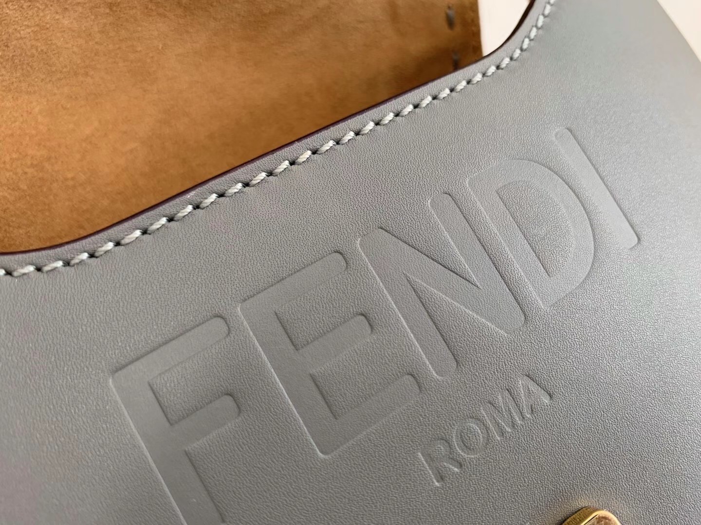 F**di moonlight saddle bag in grey calfskin