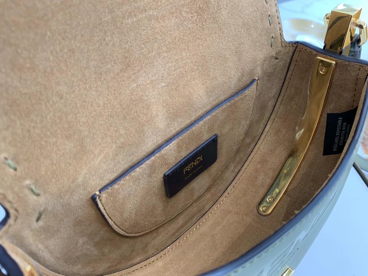 F**di moonlight saddle bag in green calfskin