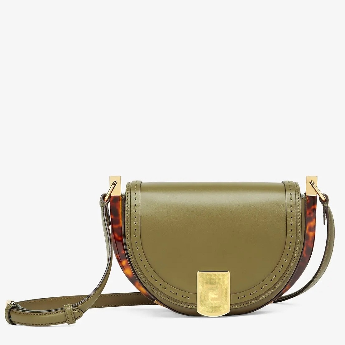 F**di moonlight saddle bag in green calfskin