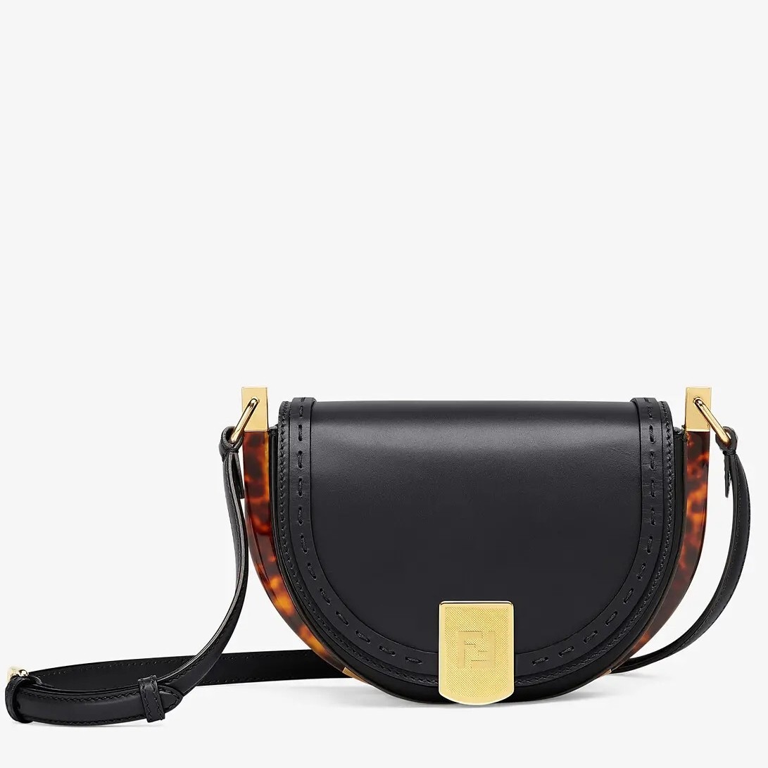 F**di moonlight saddle bag in black calfskin